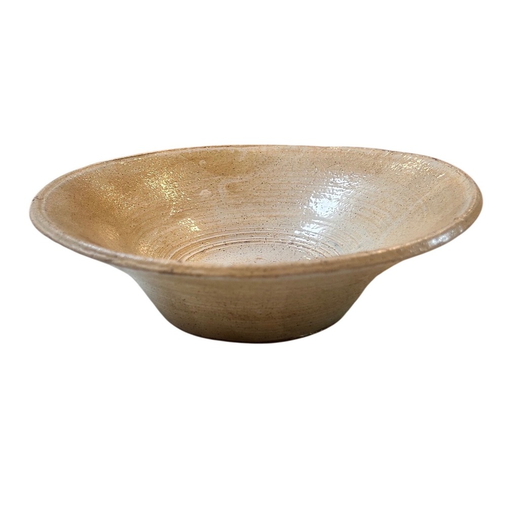 Carmel O'Connor Studio Pottery Bowl Signed Handcrafted Speckled Tan 9 Inch